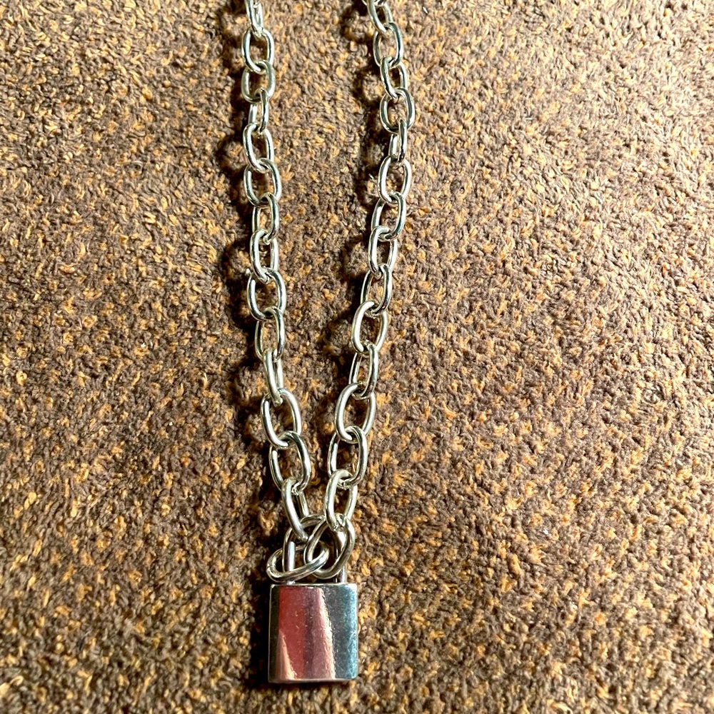 Silver Necklace with lock pendant